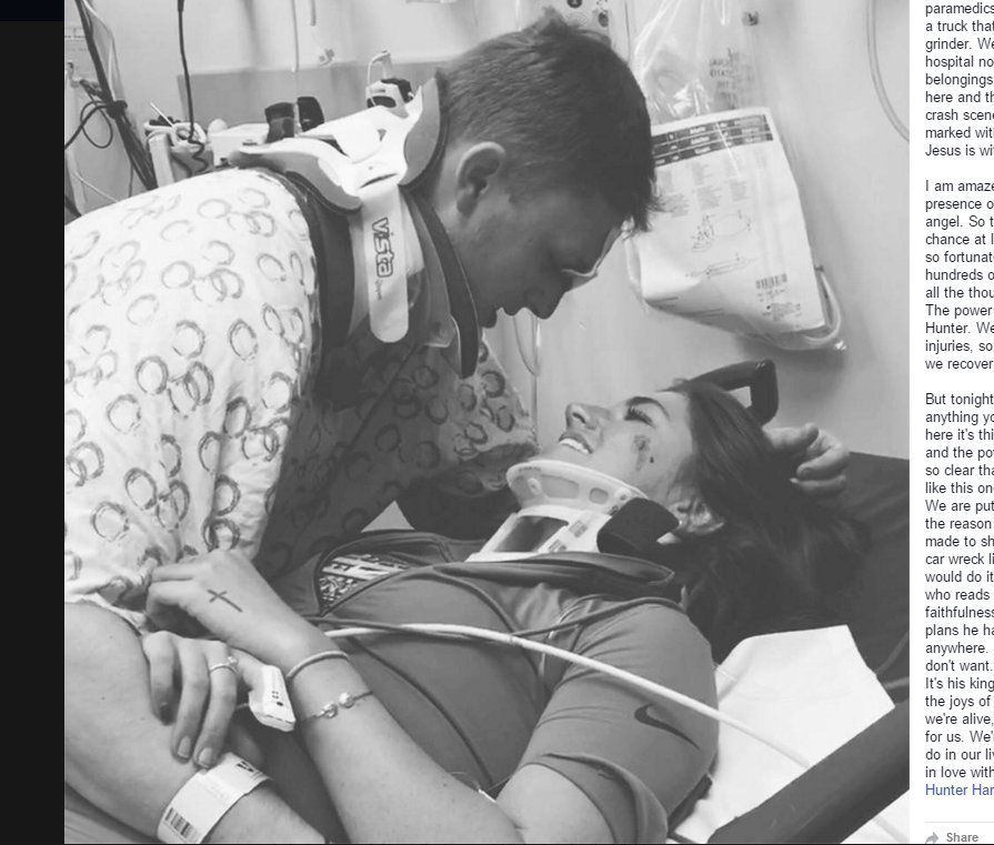 Emotional image of couple reunited after horrific crash inspires thousands