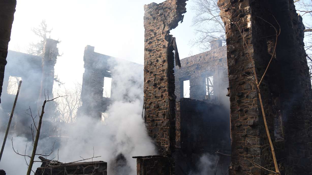 Historic 1821 castle gutted by fire in eastern Pennsylvania