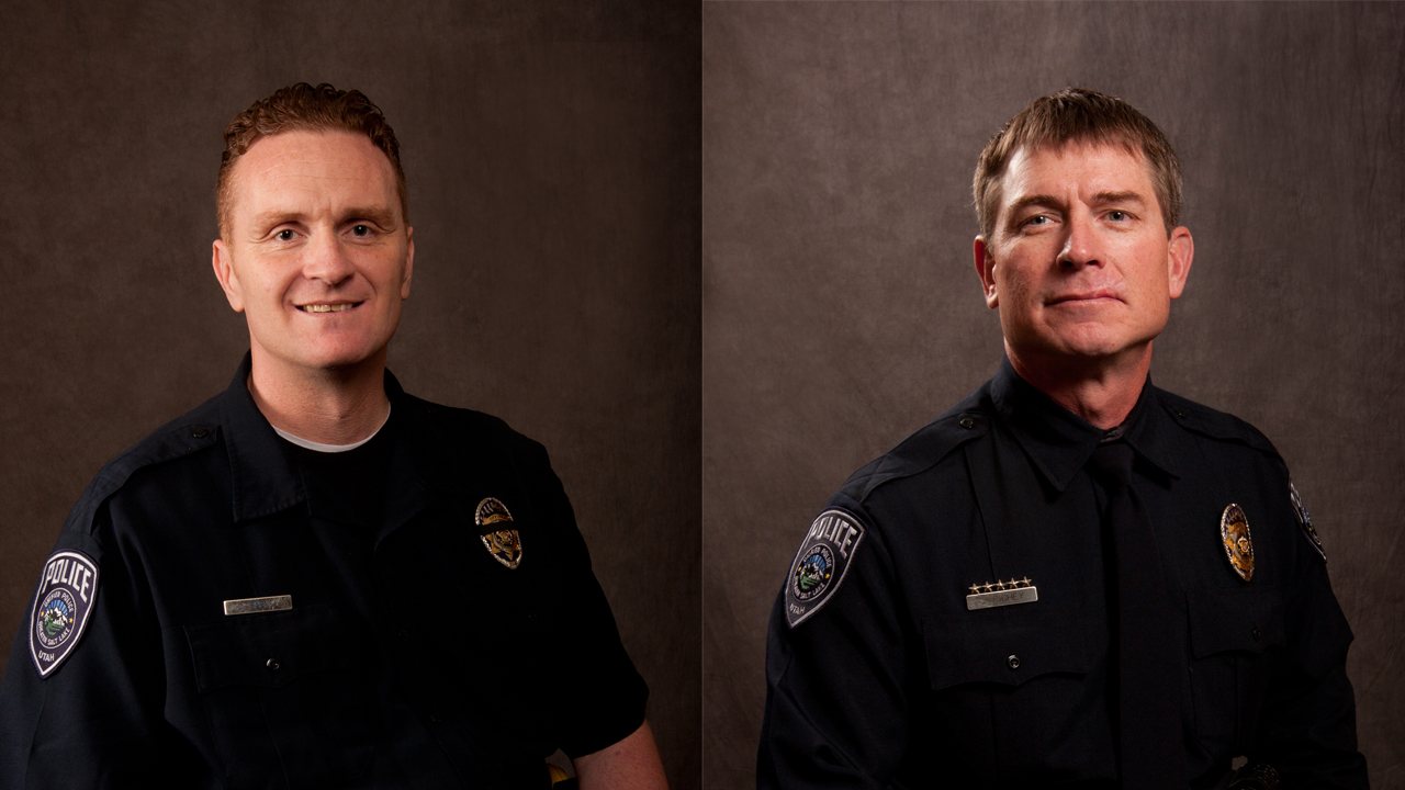 Unified police officer Doug Barney (left) was shot and killed Sunday morning in an altercation with gunman Cory L. Henderson following a traffic accident in Holladay. Unified police officer Jon Richey (right) was shot in a separate altercation with Henderson but is expected to survive.