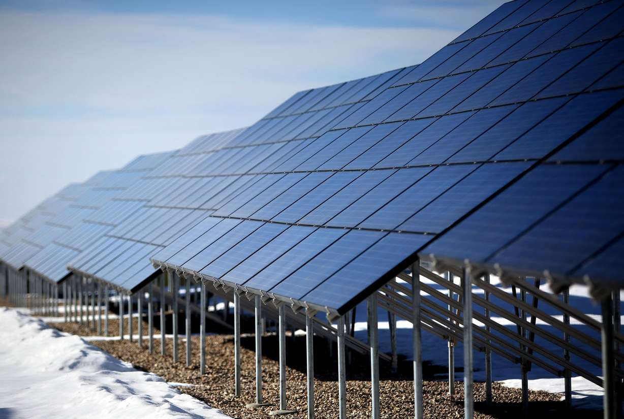 Twenty percent of the energy Hill Air Force Base uses comes from renewable resources, with the help of this solar array, which is seen at Hill Air Force Base on Thursday, Jan. 14, 2016. (Photo: Kristin Murphy, Deseret News)