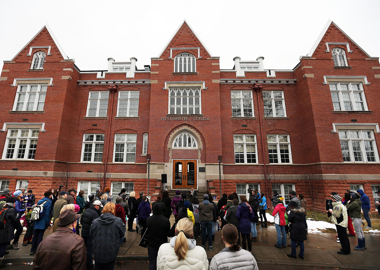 Participants gather and listen as Westminster celebrates Martin Luther King Jr. Day with a rally and march in Salt Lake City on Monday, Jan. 18, 2016. (Photo: Ravell Call, Deseret News)