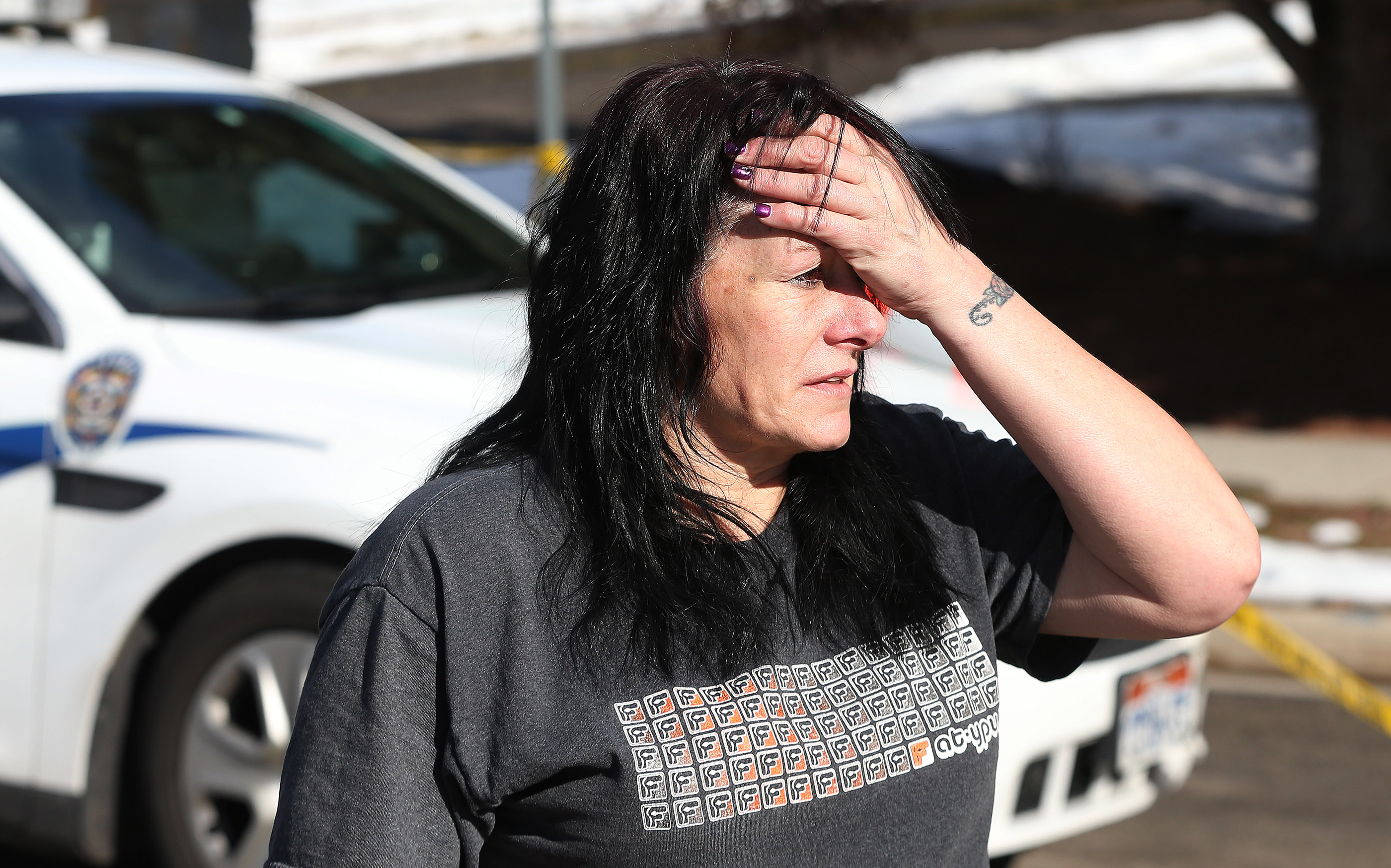 Peggy Holladay wonders about the fate of her son, Cory Henderson during an officer-involved shooting on 4500 South near 2100 East in Holladay on Sunday, Jan. 17, 2016. Henderson was shot by police. (Photo: Jeffrey D. Allred, Deseret News)