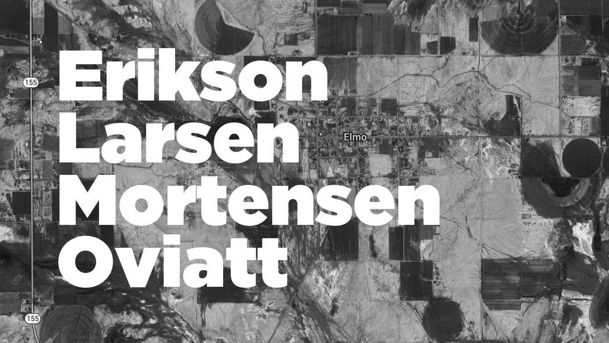 Elmo, Utah is a town in Emery County. The name derives from the first letter of the last names of the original four families who settled the area. Map data: Google.