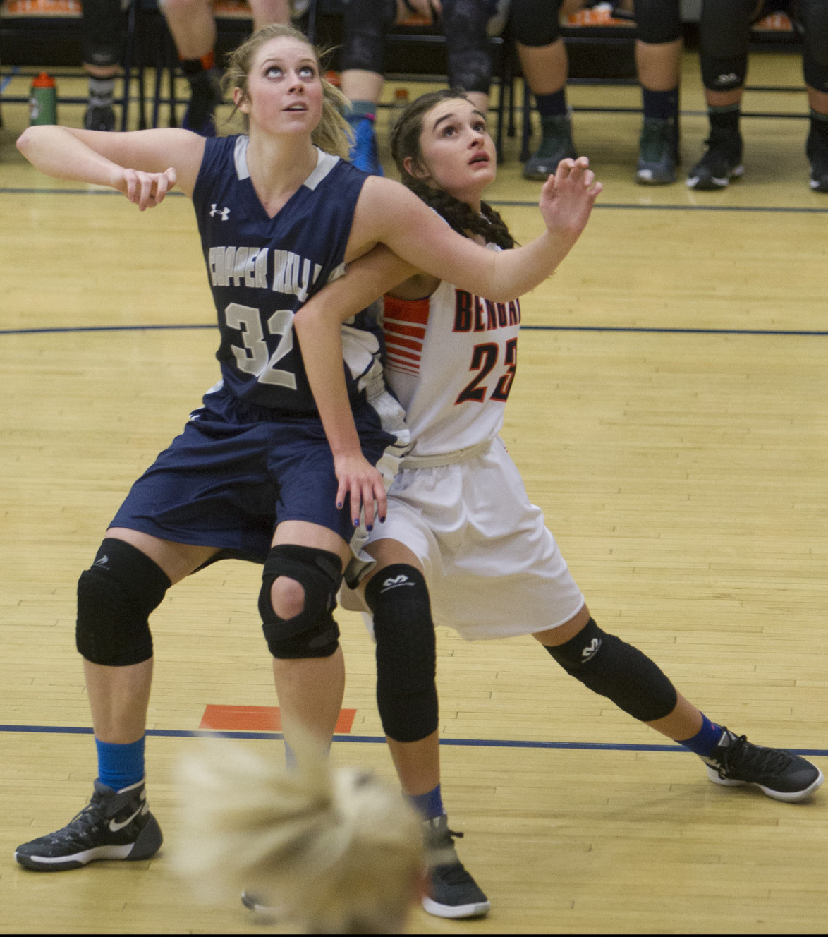 Copper Hills' Ashley Larsen fights for a rebound against Brighton during a girls basketball game Jan. 21, at Brighton High School in Salt Lake City. In a closely contested battle, Copper Hills would pull out the road victory 54-45. (Photo: Luke Franke, Deseret News)