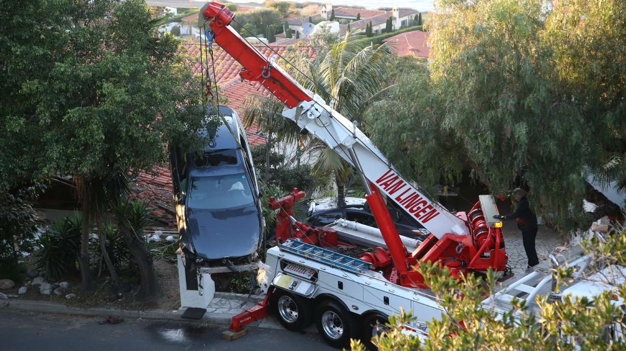 Careening car ends up on roof of Southern California house