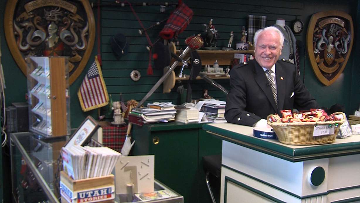 Eric Gilzean, behind the counter at Edinburgh Castle Scottish Imports. (Photo: Ray Boone)