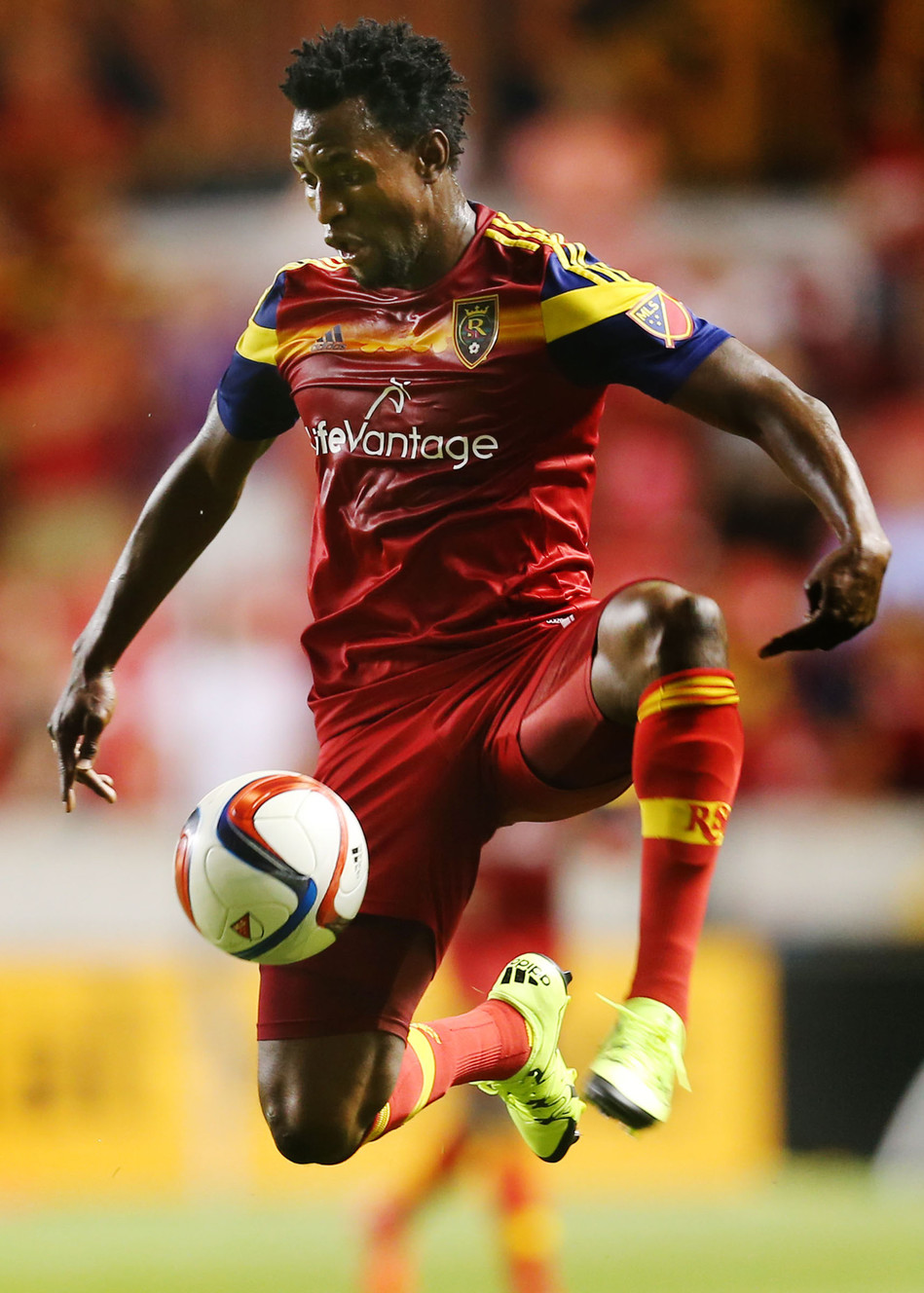 Real Salt Lake's Abdoulie Mansally makes a stop on the ball as they play the Portland Timbers, July 1, 2015, at Rio Tinto Stadium in Sandy. Real won 2-0. (Photo: Scott G Winterton, Deseret News)