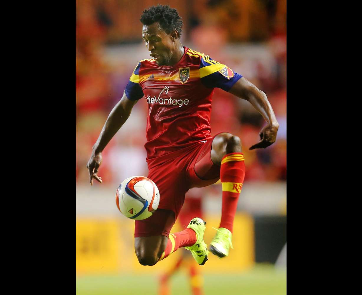 Real Salt Lake's Abdoulie Mansally makes a stop on the ball as they play the Portland Timbers, July 1, 2015, at Rio Tinto Stadium in Sandy. Real won 2-0. (Photo: Scott G Winterton, Deseret News)