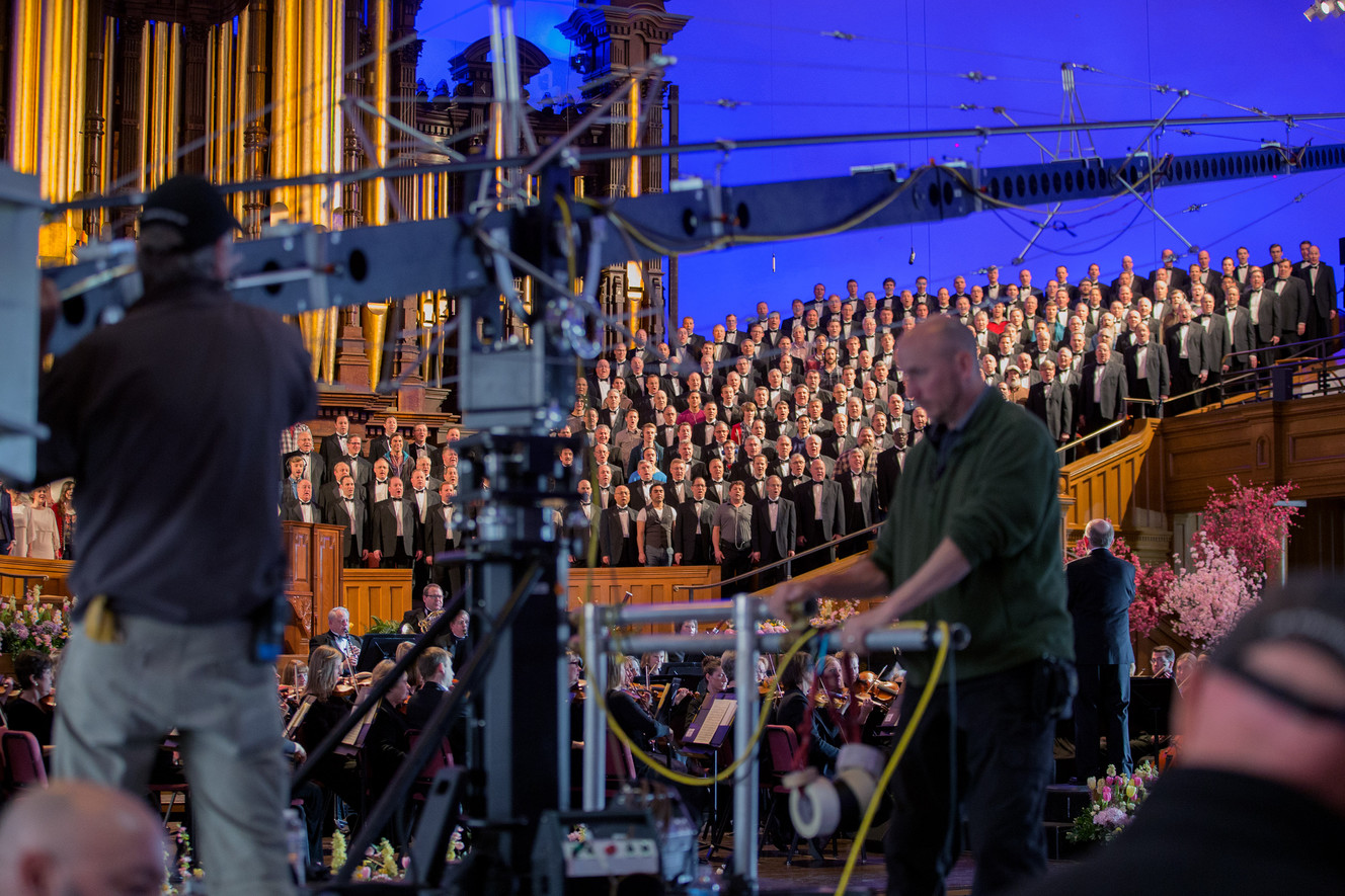 Photos: Members of the Mormon Tabernacle Choir take part in a high tech-video shoot 