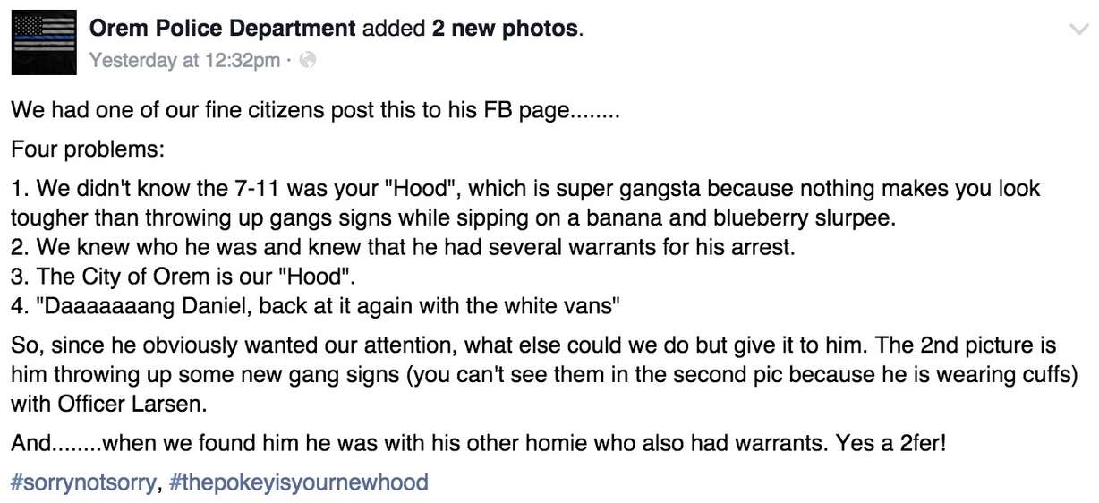 Police arrest Orem man who taunted them online, taunt him back