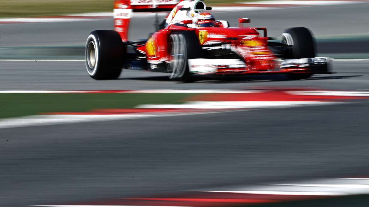 Ferrari driver Kimi Raikkonen tries out halo in F1 testing