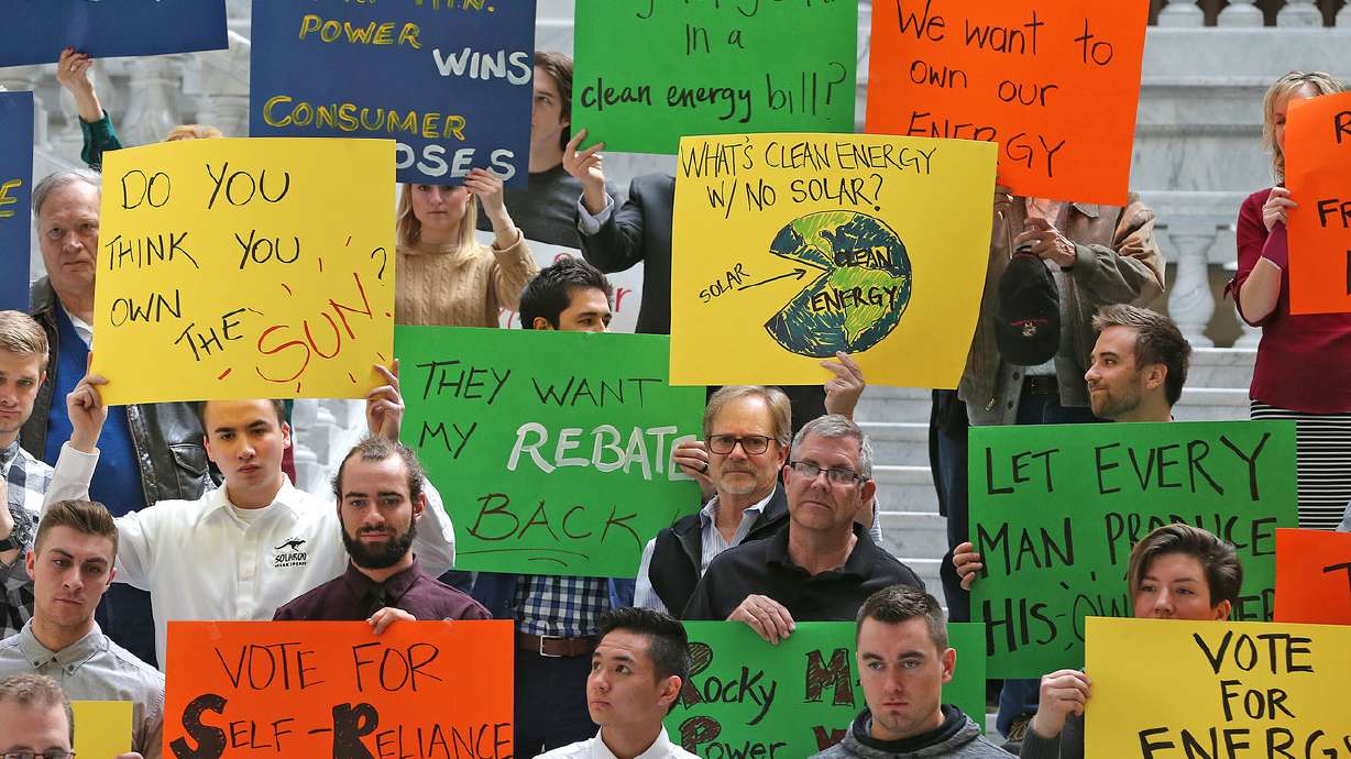 Clean energy advocates protest so-called 'sun tax' bill