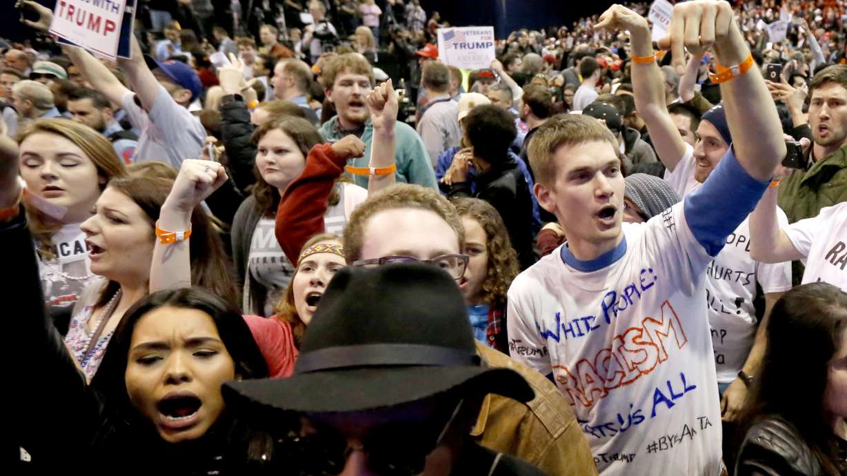 Protesters cheer when Trump rally canceled, jeer supporters