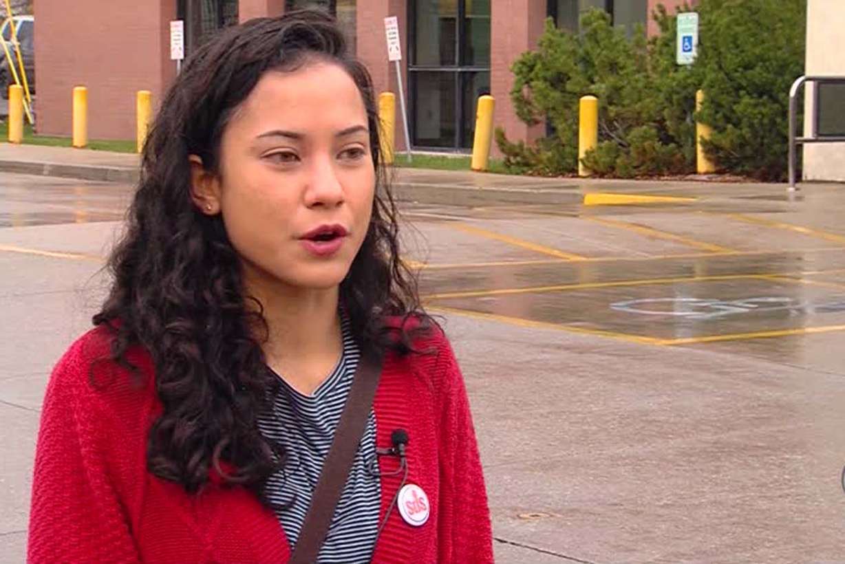 Theresa Nielson, president of the University of Utah Students for a Democratic Society. Photo: KSL-TV
