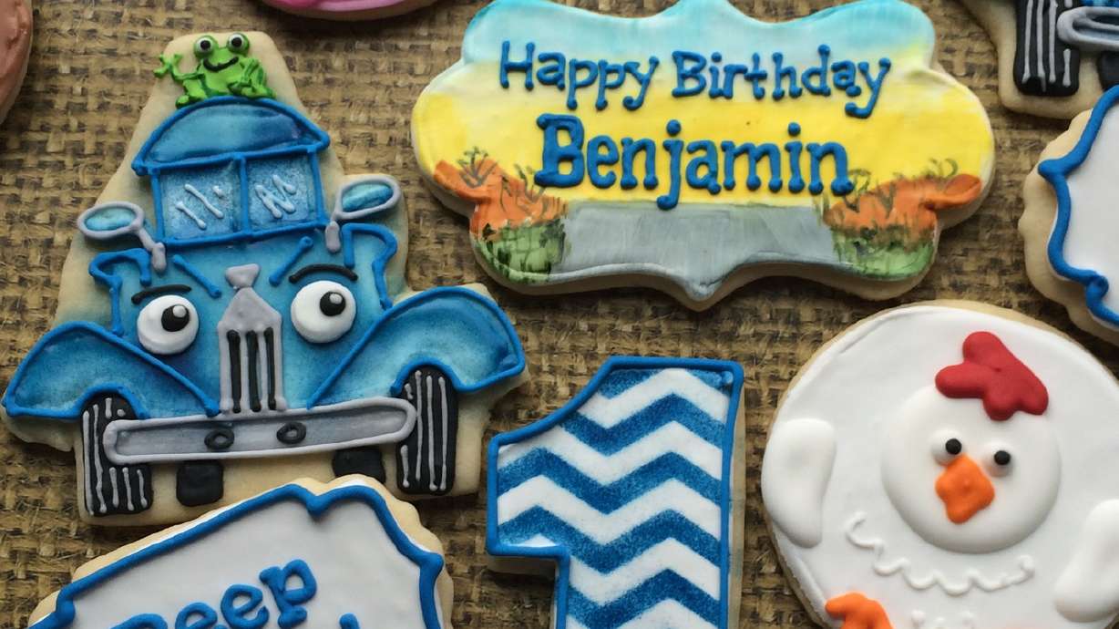 LDS woman beautifully decorates Betty Crocker sugar cookies