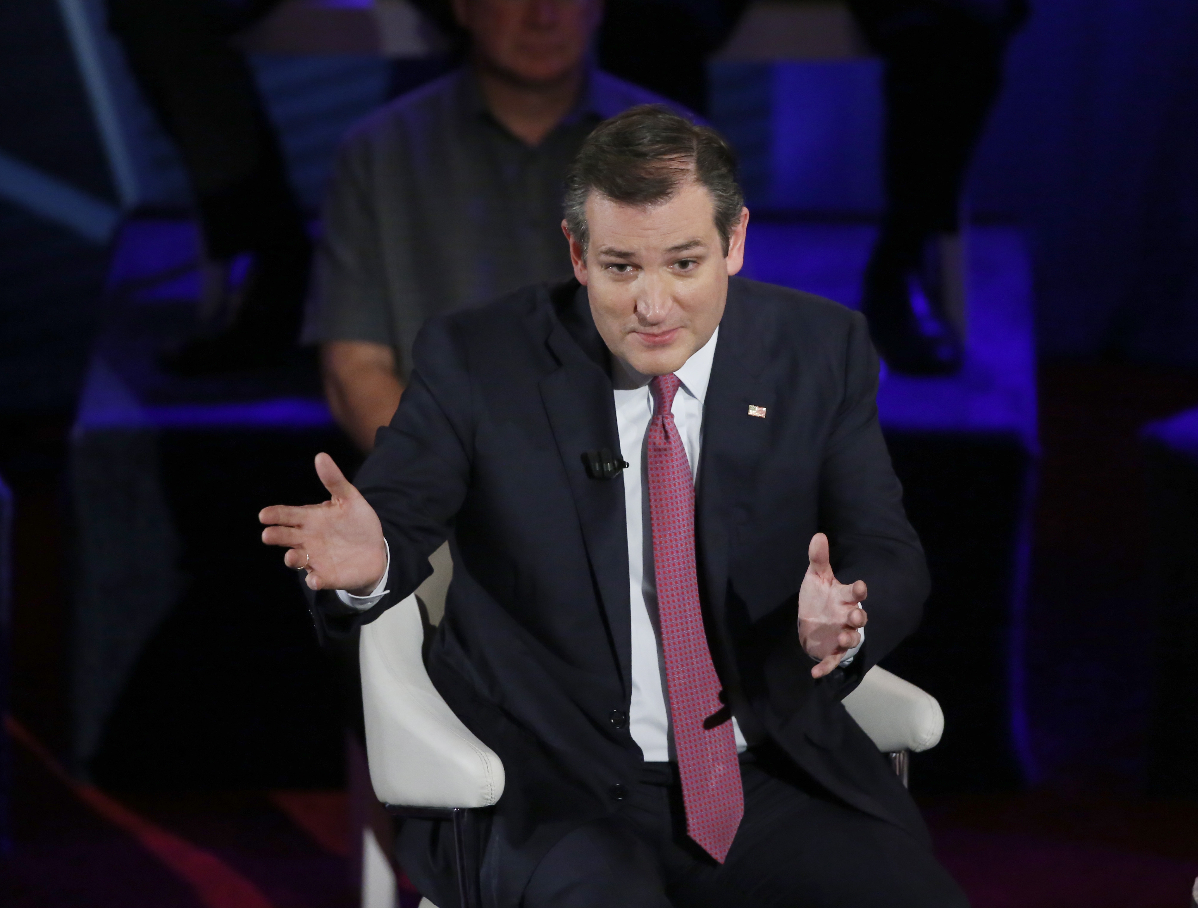 Republican presidential candidate, Sen. Ted Cruz, R-Texas, participates in a CNN town hall in the historic Riverside Theatre, Tuesday, March 29, 2016, in Milwaukee, Wis. (AP Photo/Charles Rex Arbogast)