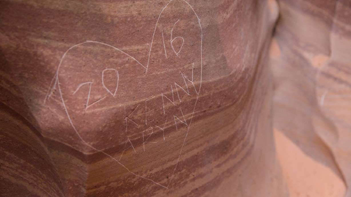 Photogenic southern Utah slot canyon defaced with graffiti