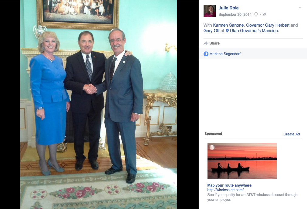 A Facebook screenshot of Salt Lake County Recorder Gary Ott with one of his appointed administrators, Karmen Sanone. (Photo: Facebook)