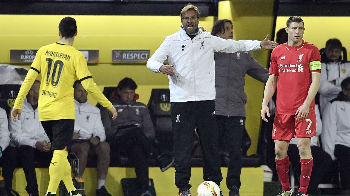 Liverpool holds Dortmund to 1-1 in Europa on Klopp's return