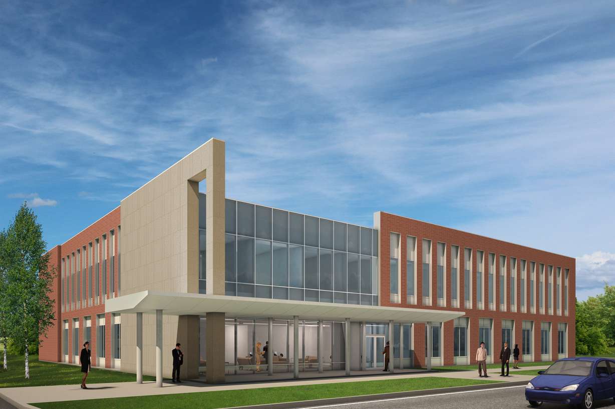 MHTN Architect's rendering of a new Salt Lake County district attorney office building, to be built at 8080 S. Redwood Road in West Jordan. Construction is slated to be completed in June 2017. (Photo: MHTN Architects)