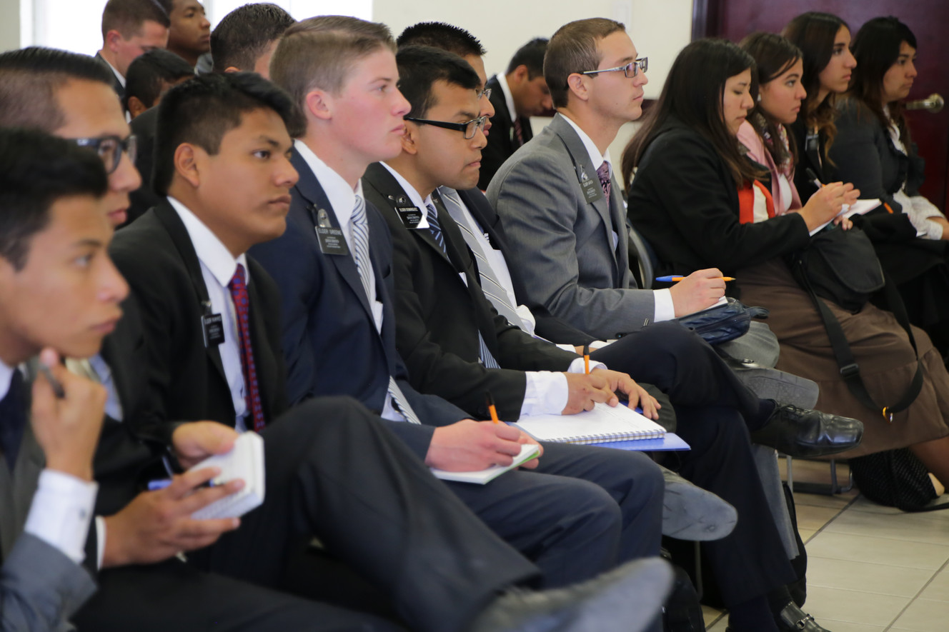 Both young men and young women serve in the church's more than 400 missions around the globe. This photo was taken during a recent conference in the Aguascalientes Mission in Mexico. Young men can serve at age 18, and women can begin their service at age 19. (Photo: © 2016 Intellectual Reserve, Inc. All rights reserved)