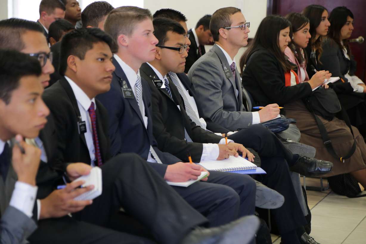 Both young men and young women serve in the church's more than 400 missions around the globe. This photo was taken during a recent conference in the Aguascalientes Mission in Mexico. Young men can serve at age 18, and women can begin their service at age 19. (Photo: © 2016 Intellectual Reserve, Inc. All rights reserved)