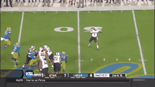 Dres Anderson catches a touchdown pass from quarterback Kendal Thompson in Utah's road win over UCLA.