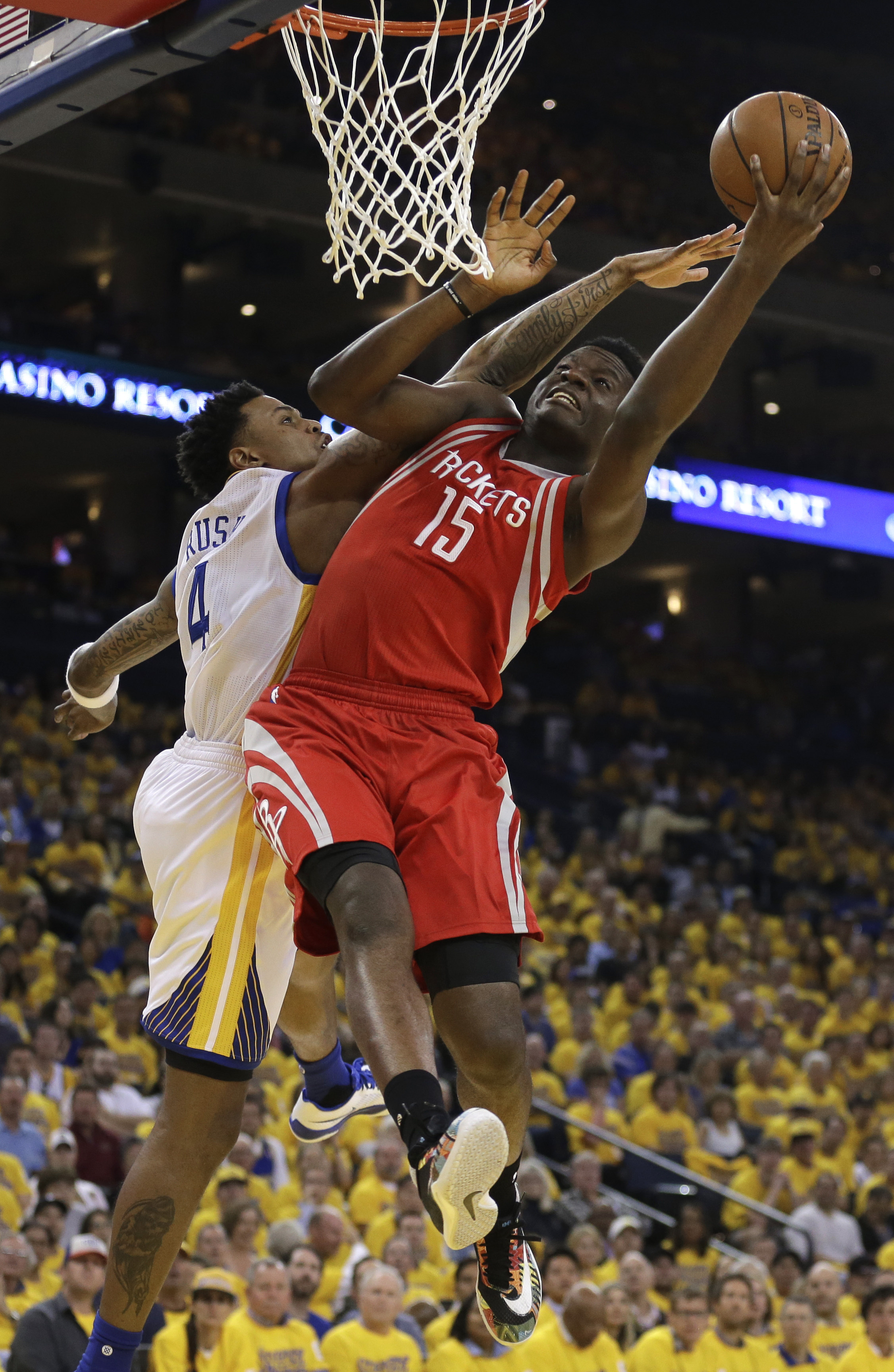 Warriors win without Curry in Game 2, beat Rockets 115-106