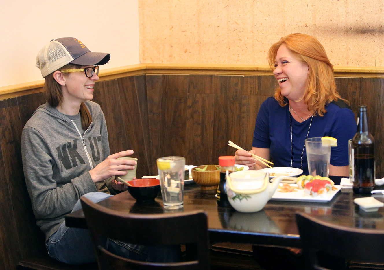 Michelle Fisher eats dinner with her mother Wendy Seely on Fisher's birthday at Osaka Sushi in Layton on Tuesday, April 19, 2016. (Photo: Kristin Murphy/Deseret News)