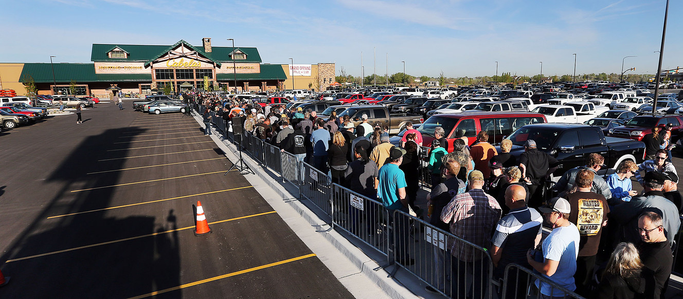 Customers wait in line for the opening of Cabela's in Farmington, Thursday, April 21, 2016. (Photo: Ravell Call/Deseret News)