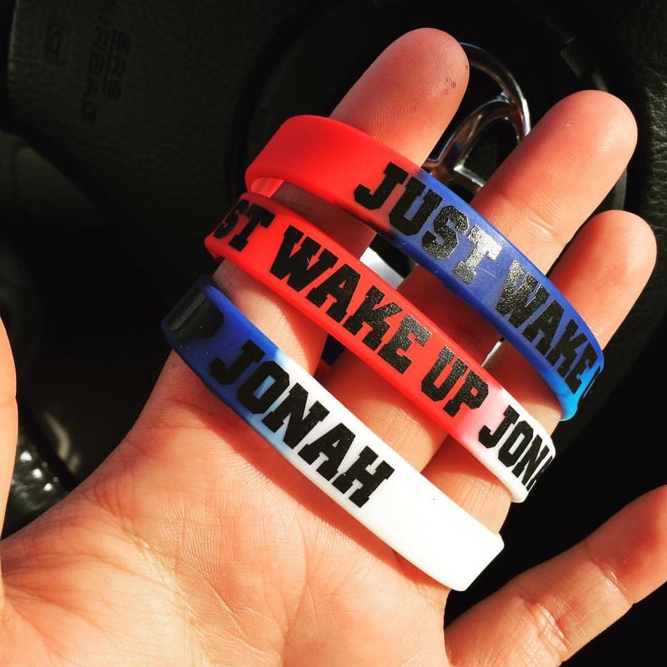Wrist bands like the one pictured above will be sold at Dixie State's playoff match against Salt Lake Community College on Saturday, with proceeds going to the Tuttle family. (Photo: justwakeupjonah.com)