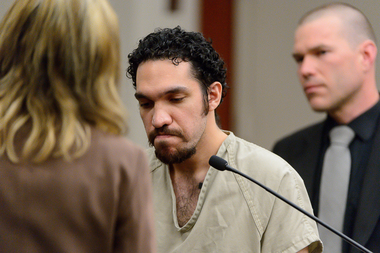 Juan Andres Zalazar speaks to the family of his victim during his sentencing in Salt Lake City on Tuesday April 26, 2016. Zalazar pleaded guilty in February to first-degree felony aggravated robbery and second-degree felony manslaughter for his part in the March 18, 2015, shooting death of 62-year-old David Marsh, a clerk at the Lee Mart store, 5905 S. 700 West, Murray, during a robbery. (Photo: Trent Nelson)