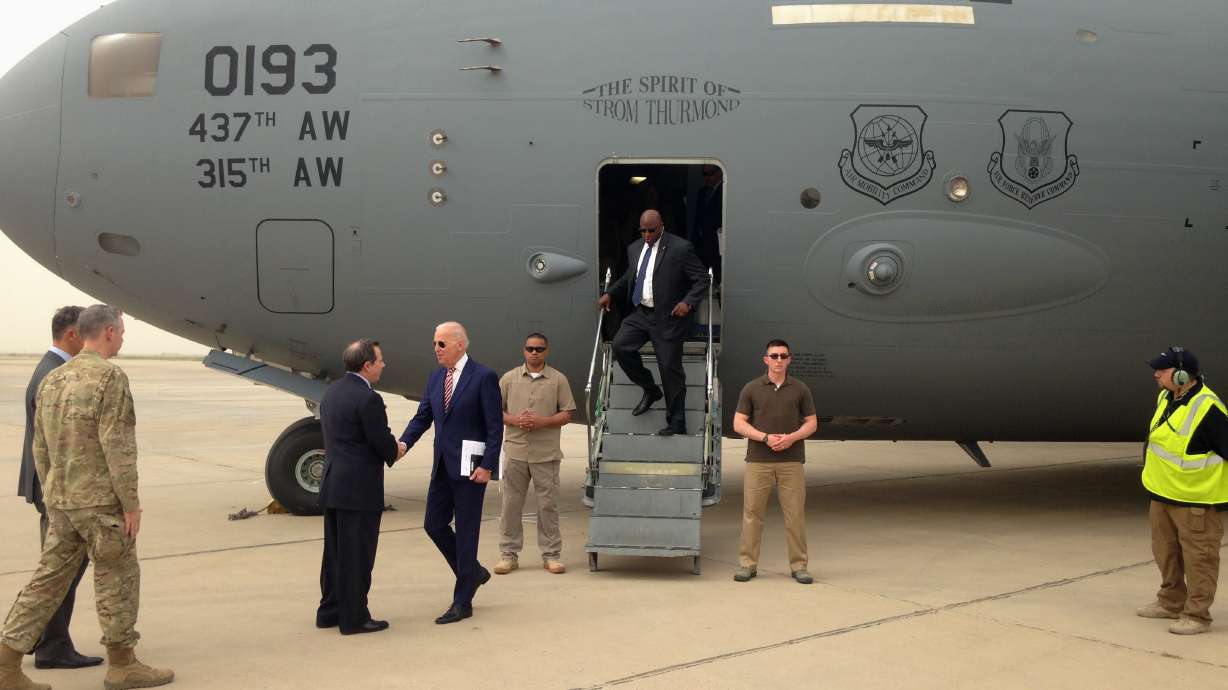 The Latest: Biden leaves Iraq, next stop Rome