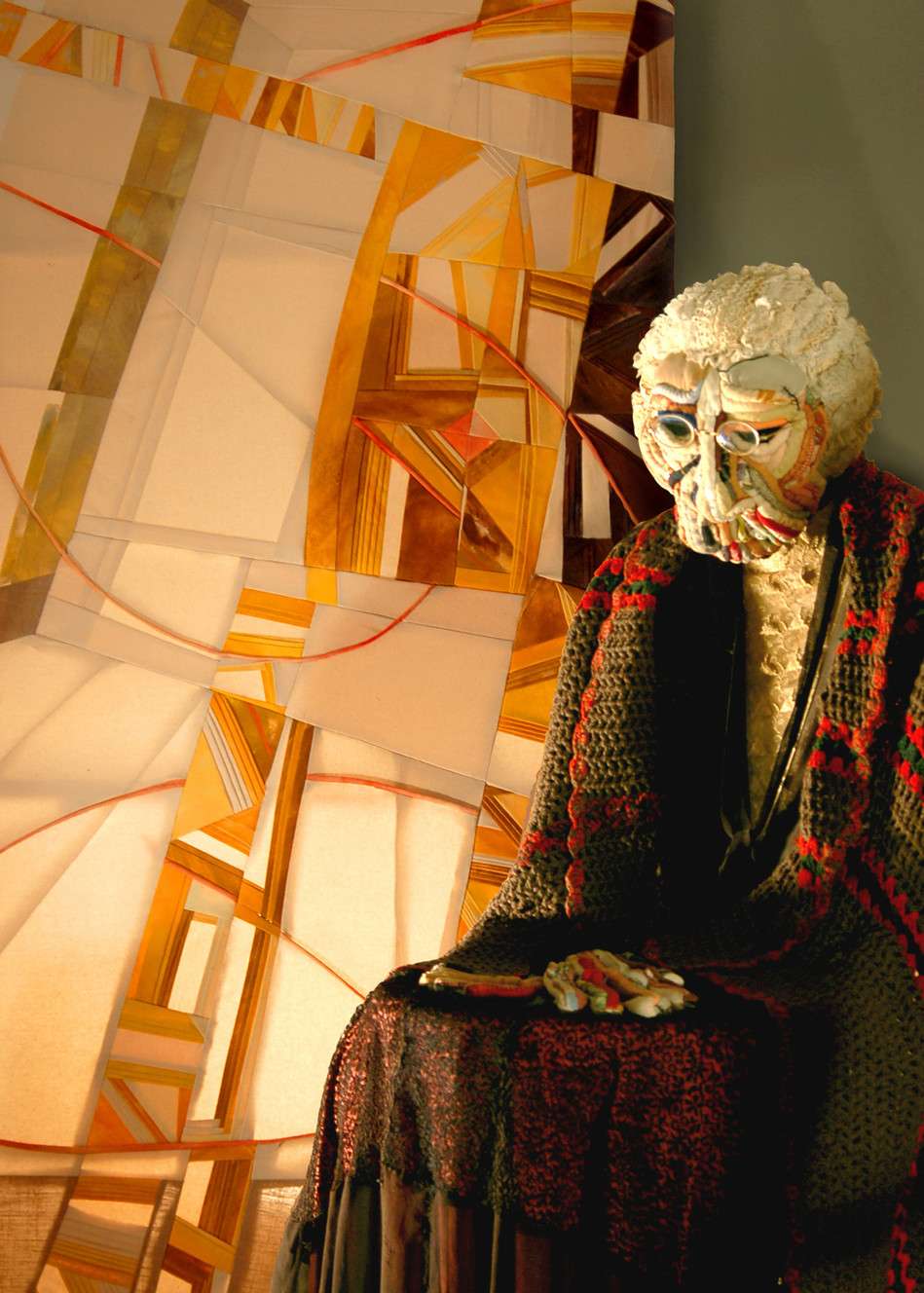 "Old Lady," pictured here, also shows up on Sgt. Pepper. 'String Crazy Hired Man' rests behind her. (Photo: Jann Haworth)