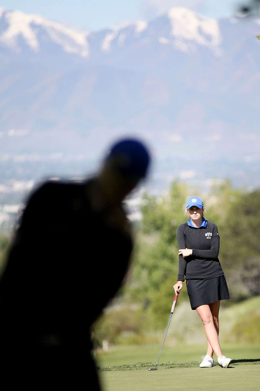 BYU's Lea Garner watches her teammate during practice at the Salt Lake Country Club in Salt Lake City on Wednesday, May 11, 2016. (Photo: Laura Seitz, Deseret News)