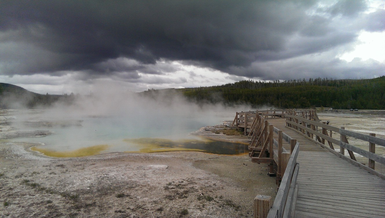 A stormy day in Biscuit Basin. (Photo: Natalie Crofts/KSL)