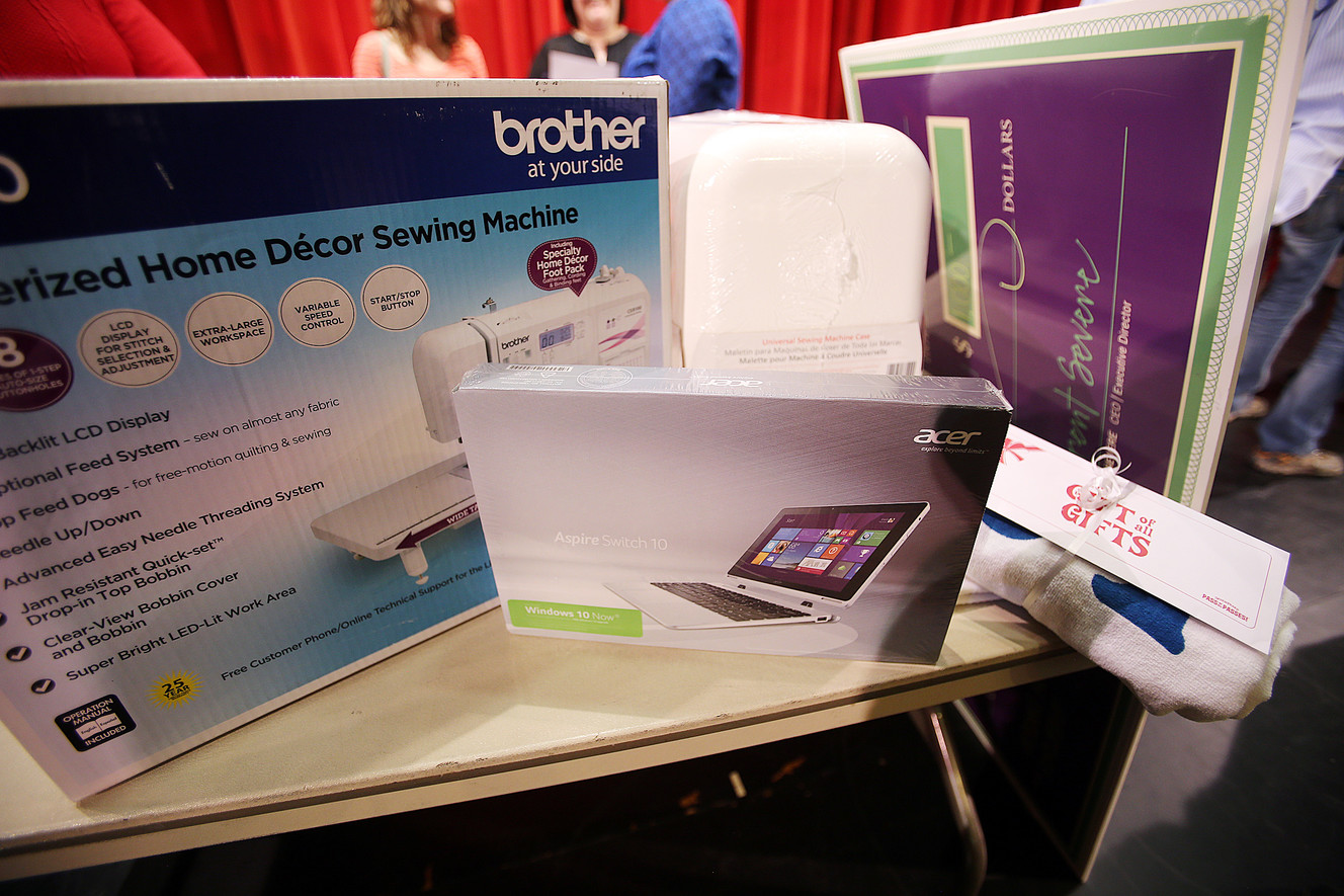 The gifts that Siaosi Heimuli received during a ceremony honoring him as Granite School District's Absolutely Incredible Kid at Granite Park Junior High in Salt Lake City on Monday, May 23, 2016. (Photo: Chris Samuels, Deseret News)