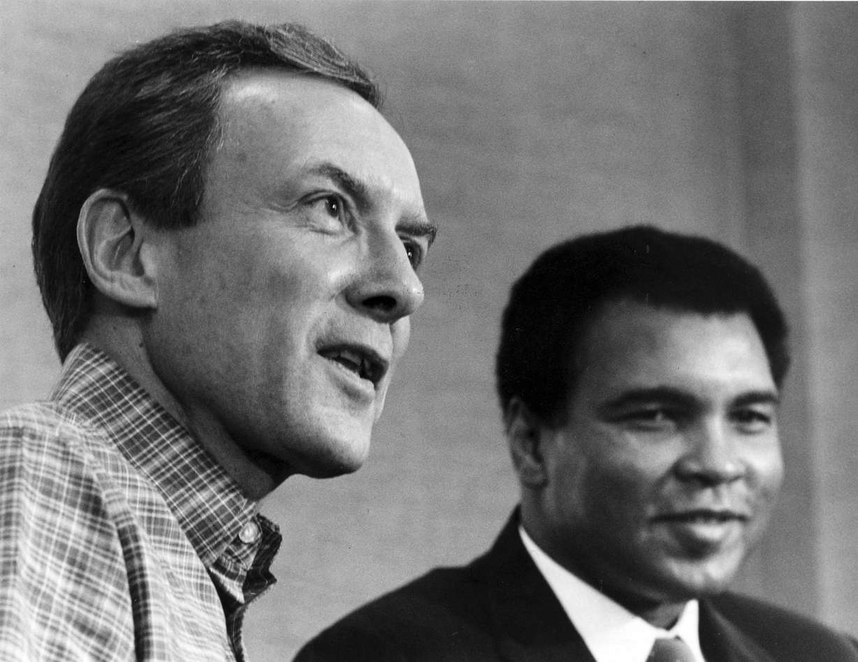 Muhammad Ali endorses Sen. Orrin Hatch, R-Utah, during a 1988 campaign at an event in Salt Lake City. Ali died Friday, June 3, 2016, at age 74. (Photo: Deseret News Archives)