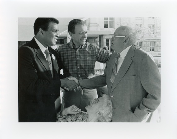 Muhammad Ali meets the parents of Sen. Orrin Hatch, R-Utah, Helen and Jesse Hatch, during a campaign visit to Utah in 1988. (Photo: Courtesy of Sen. Orrin Hatch)
