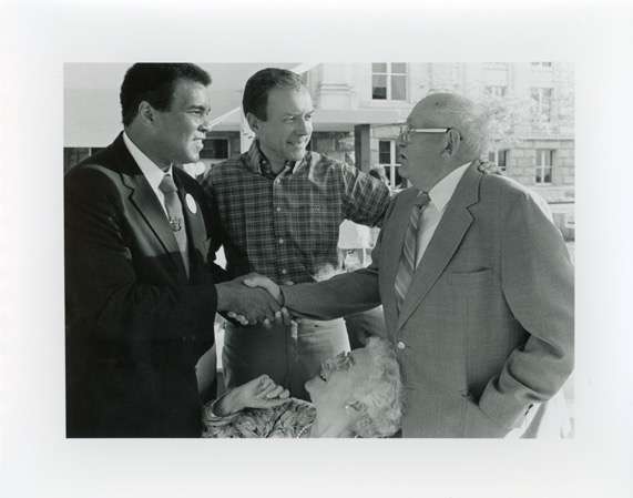 Muhammad Ali meets the parents of Sen. Orrin Hatch, R-Utah, Helen and Jesse Hatch, during a campaign visit to Utah in 1988. (Photo: Courtesy of Sen. Orrin Hatch)