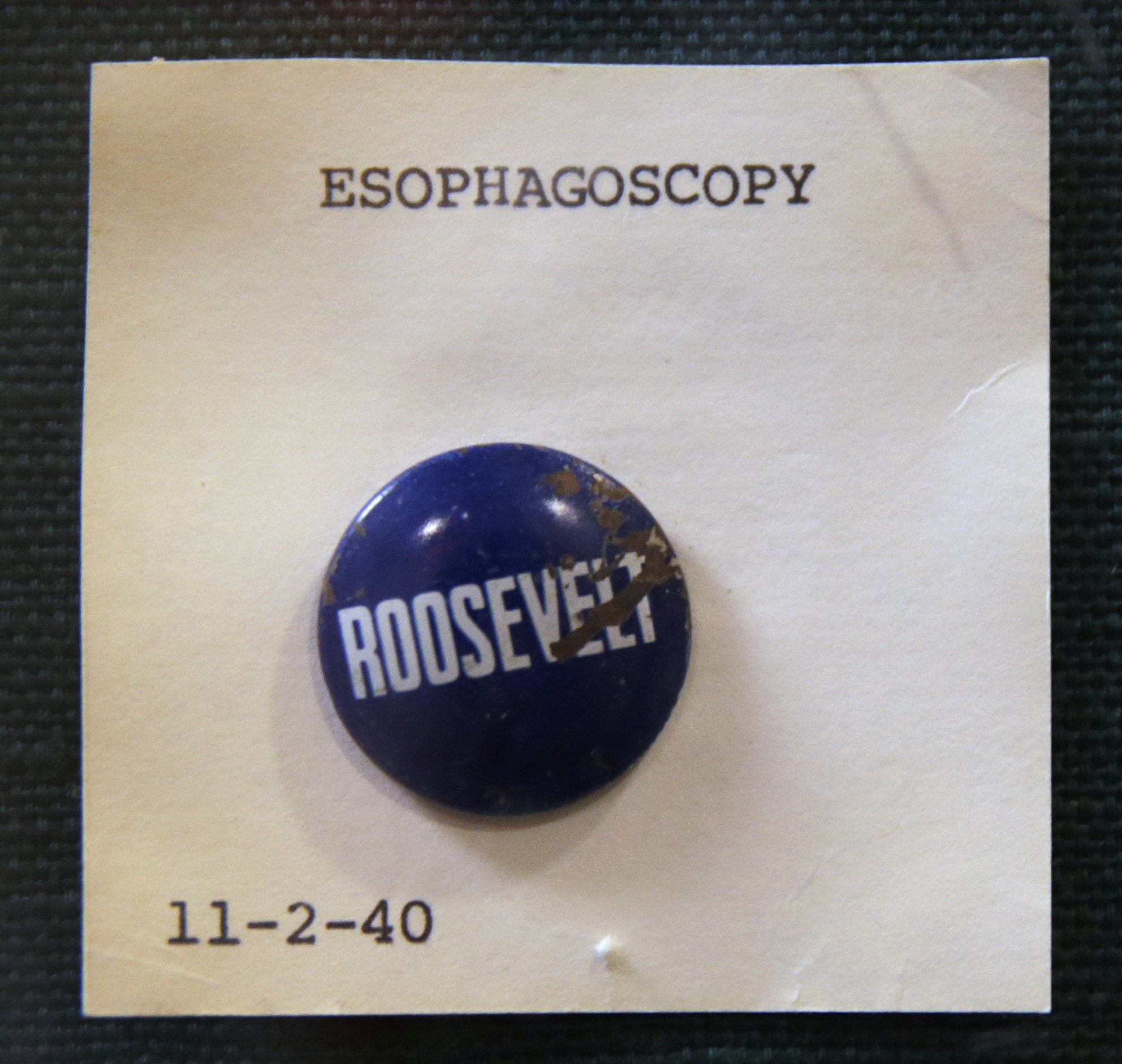 A Roosevelt campaign pin is displayed at Boston Children's Hospital in Boston, Wednesday, June 8, 2016. Photo: AP Photo