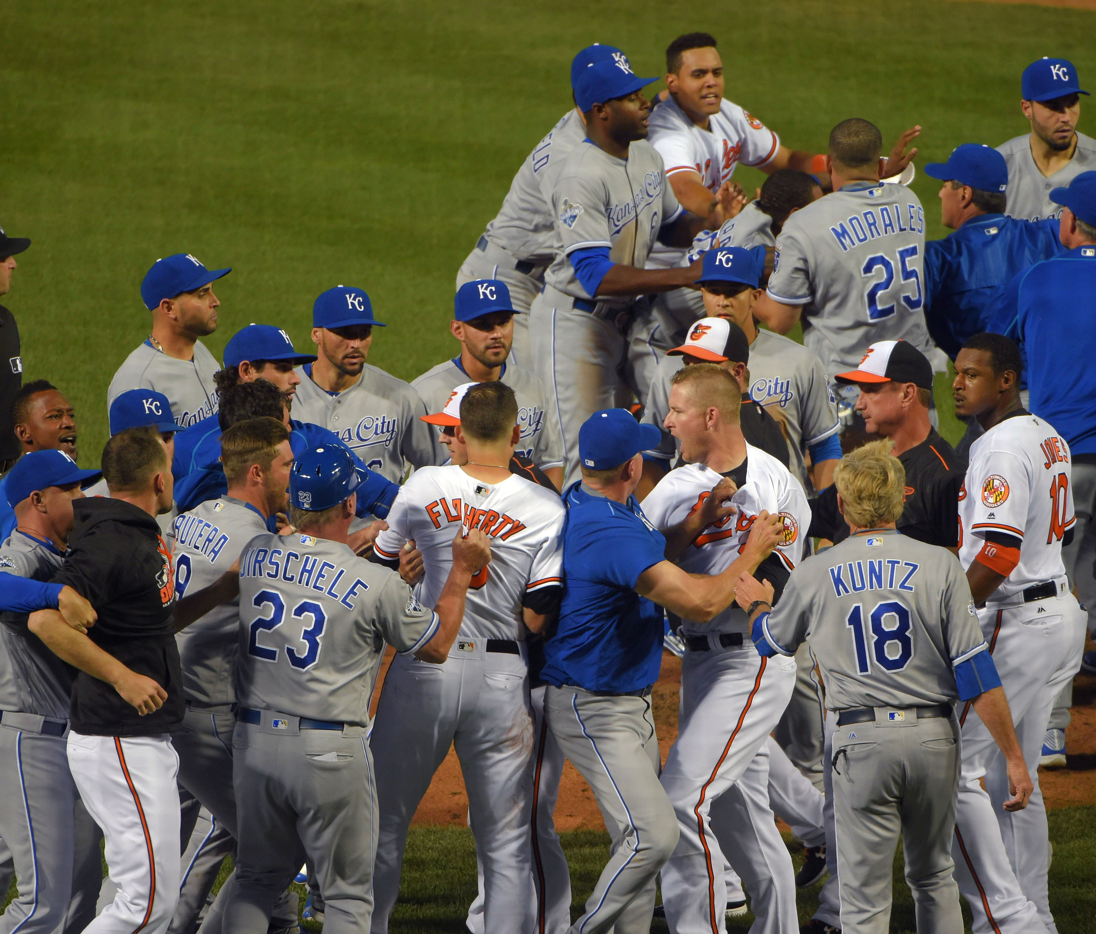 KC's Ventura suspended 9 games, Machado 4 games for brawl