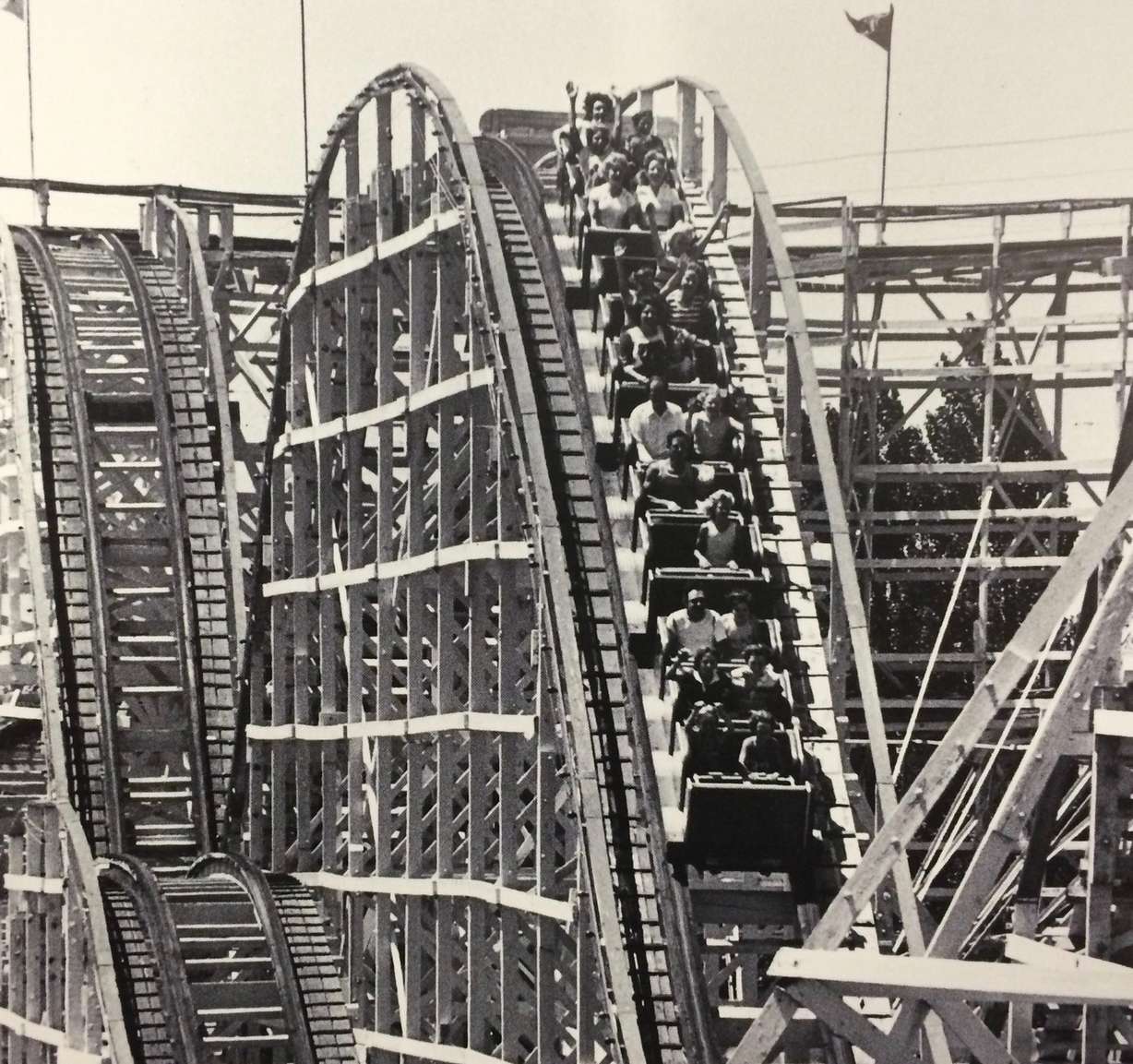 A photo from 1921 of "The Lagoon Dipper" roller coaster that opened that year. (Photo: Courtesy of Lagoon)