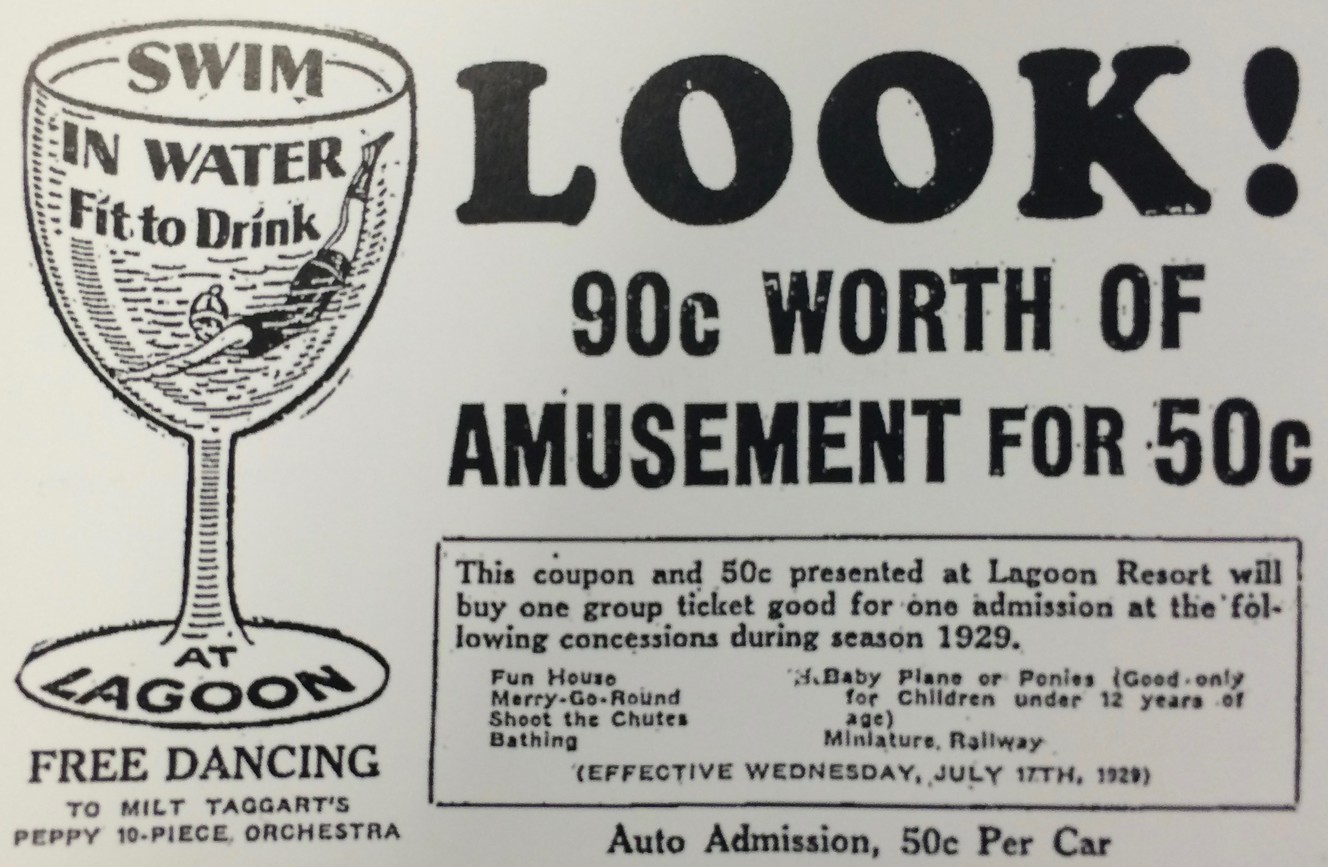 A coupon for 40 cents off admission to Lagoon that appeared in 1929. (Photo: Courtesy of Lagoon)