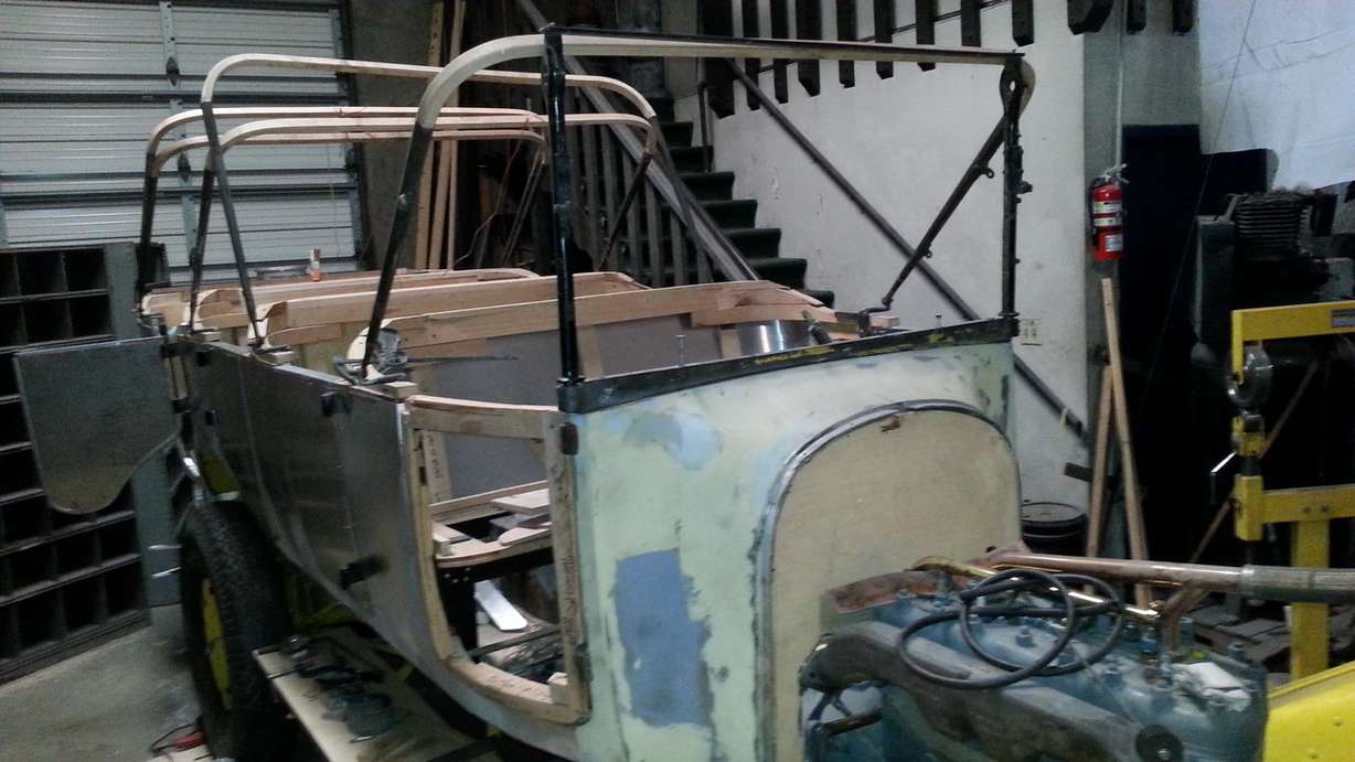 A historic Yellowstone bus in the process of being restored. (Photo: Courtesy of Merrick Maxfield)