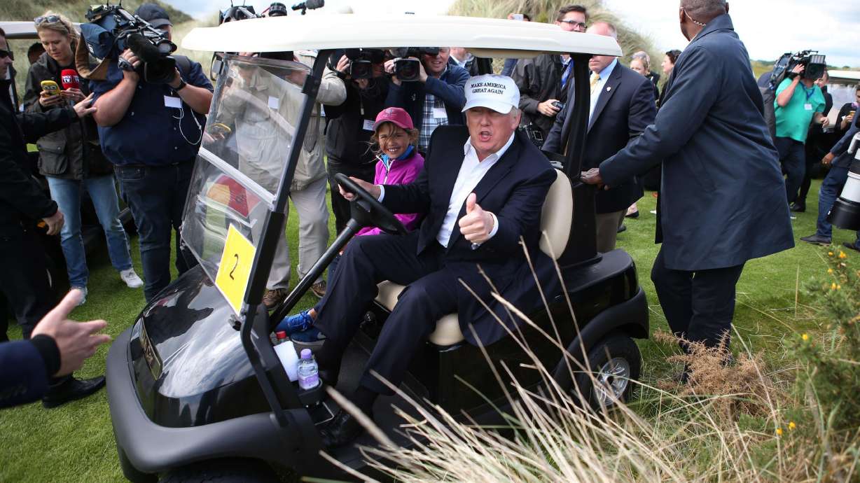 Business promotion and politics par for Trump's golf tour