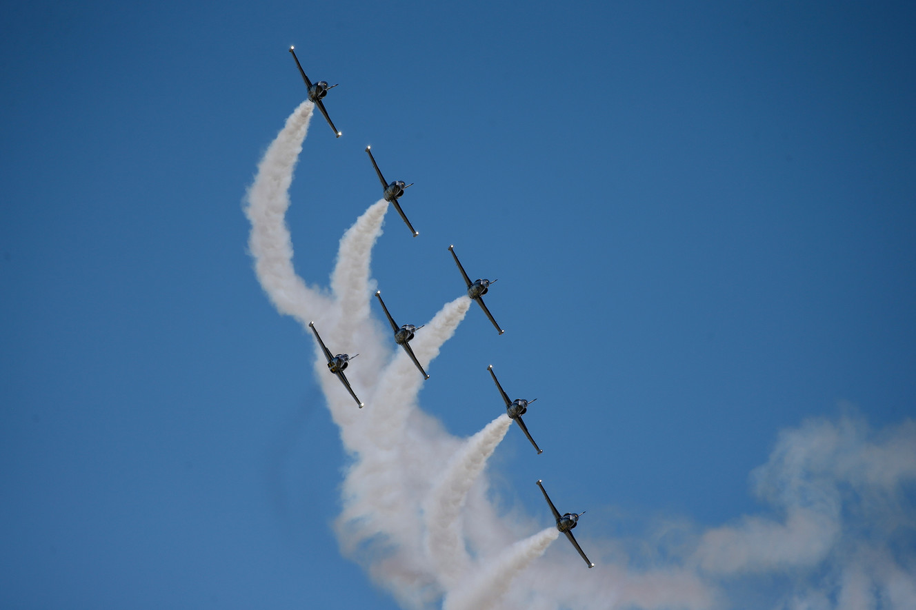 The Breitling Jet Team performs during the "Warriors Over the Wasatch" open house and air show at Hill Air Force Base on Saturday, June 25, 2016. (Photo: Spenser Heaps, Deseret News)