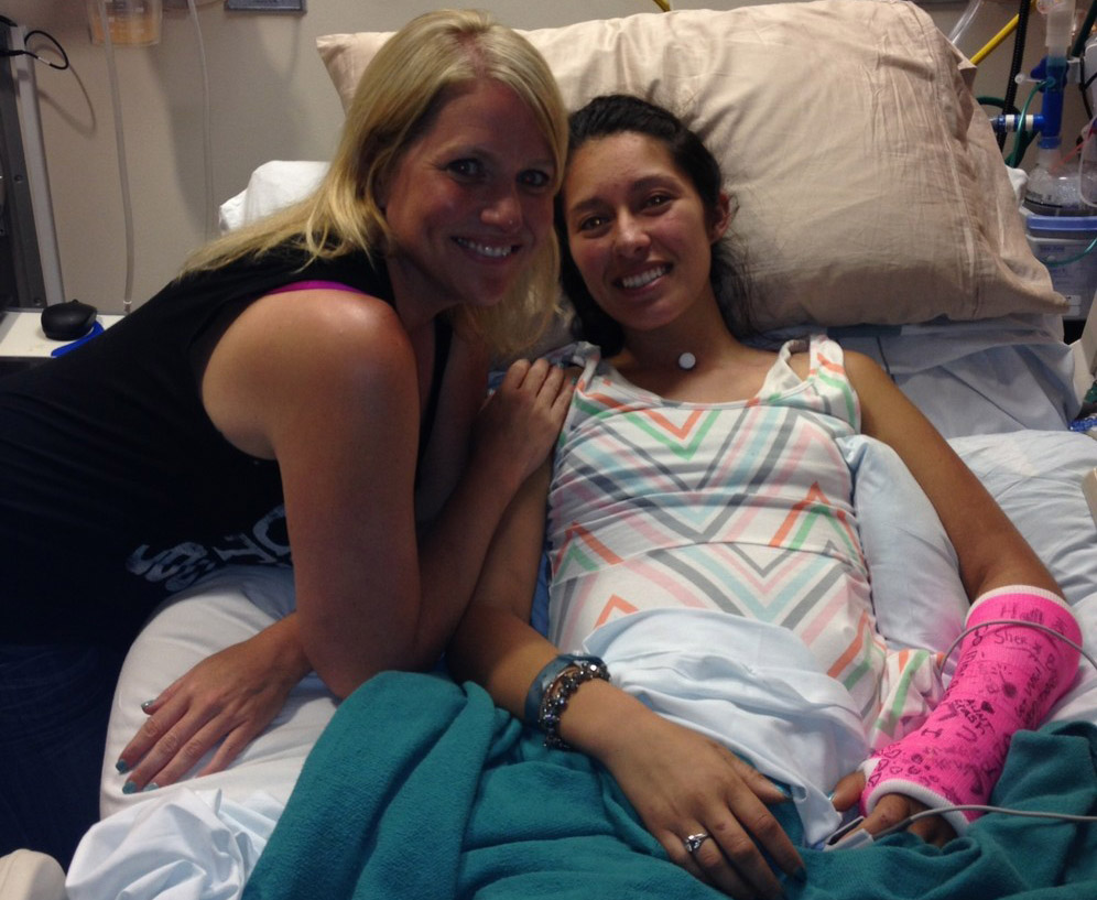 Marjorie Medina’s first day without her tracheotomy, five weeks after crash. (Photo: Courtesy of Lisa Nielson)