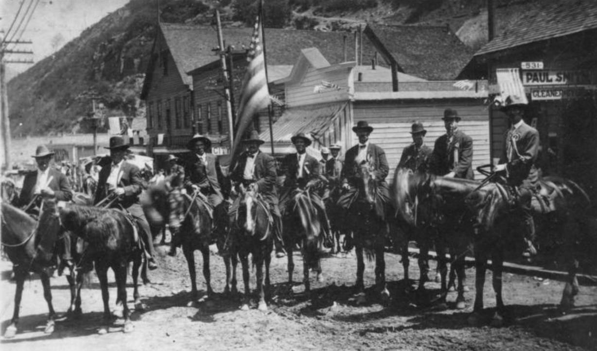 Men on horseback in an Independence Day parade in Bingham, Utah sometime around 1880. (Photo: Utah State Historical Society)