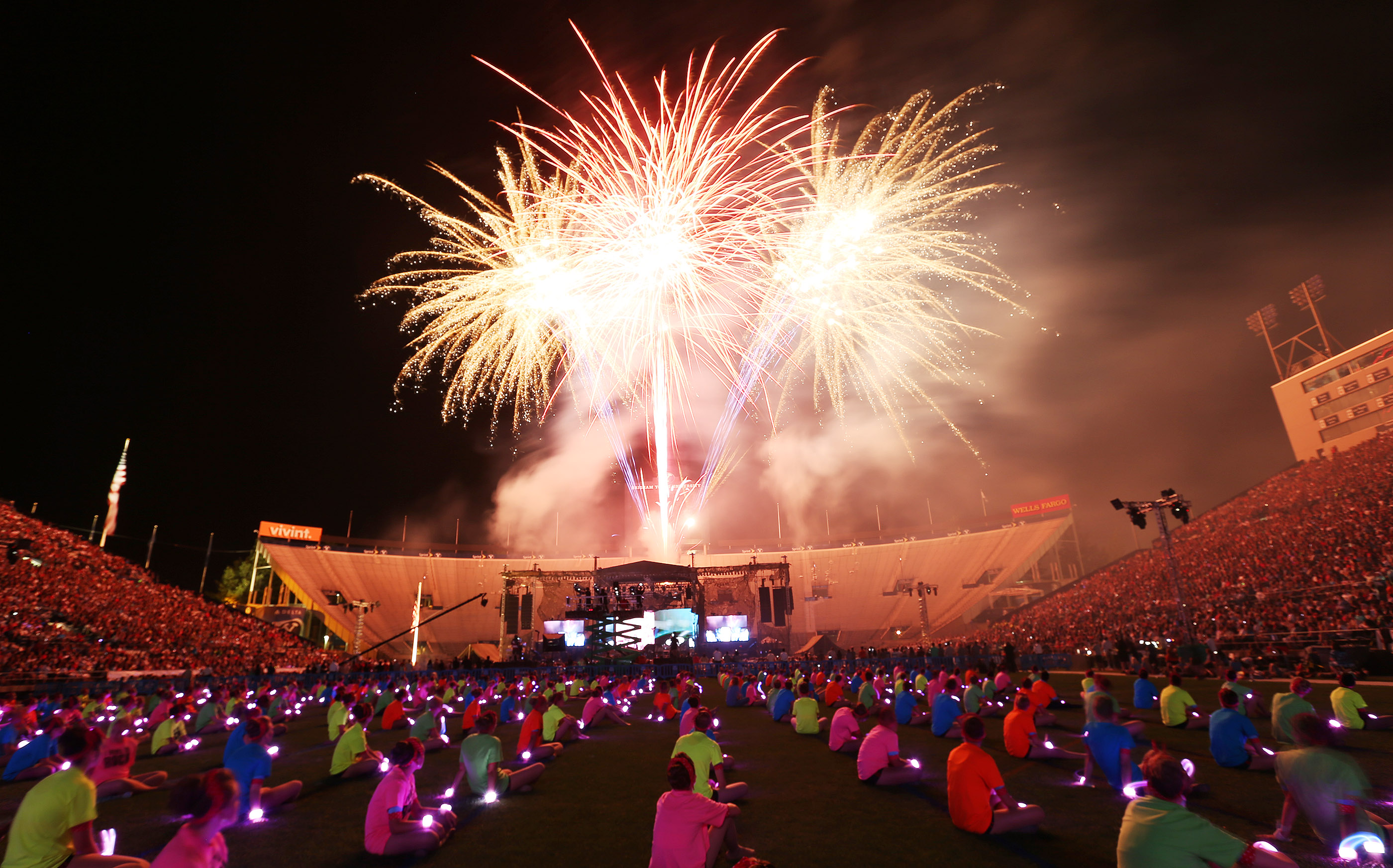 Fireworks explode during Stadium of Fire at LaVell Edwards Stadium in Provo Saturday, July 4, 2015. (Photo: Jeffrey D. Allred, Deseret News)